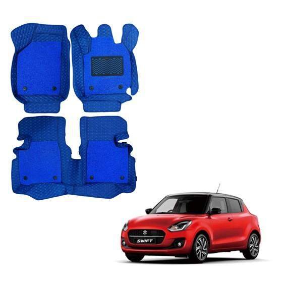 Maruti suzuki swift (2020) illustrious 7d foot mats - blue colour