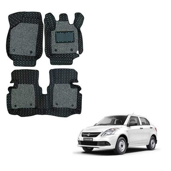 Maruti suzuki swift dzire (2012-2016) luxury foot mats - black/grey colour