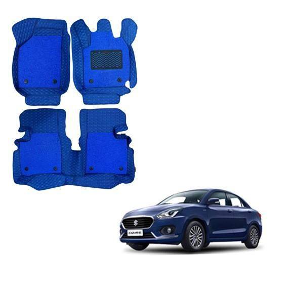 Maruti suzuki swift dzire (2017) luxurious 7d foot mats - blue colour
