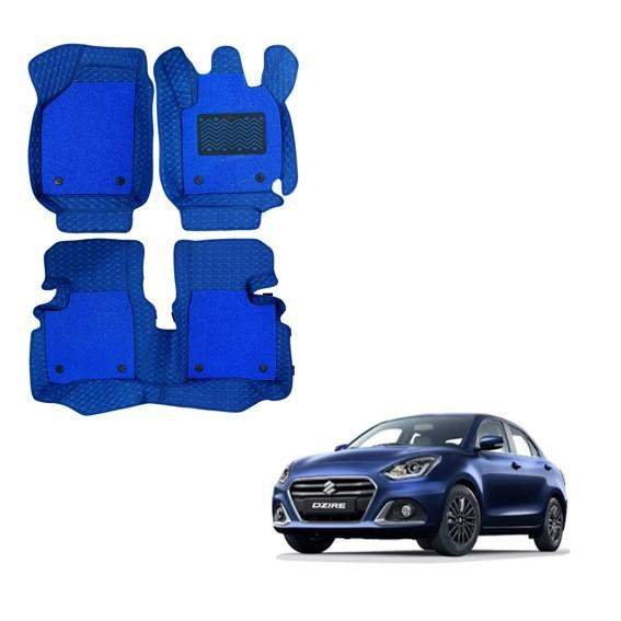 Maruti suzuki swift dzire (2019) superior 7d foot mats - blue colour