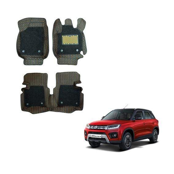 Maruti suzuki vitara brezza (2020) illustrious floor mats - silver/tan colour