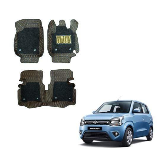 Maruti suzuki wagon r (2019) deluxe 7d mat carpet - black/tan