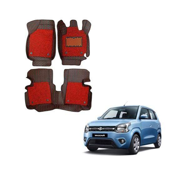 Maruti suzuki wagon r (2019) premium 7d foot mats - red colour
