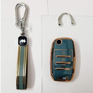 Mogato Premium Quality Soft TPU Leather Pattern Key Cover With Chain For Kia Cars - KIA02