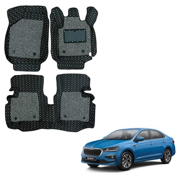Premium 7d mats for skoda slavia - black/grey colour