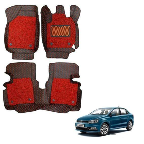 Premium 7d mats for volkswagen ameo - black/red colour