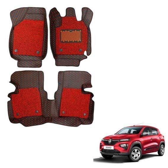Renault kwid luxurious 7d mats - black/red colour