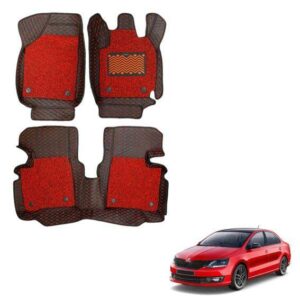 Skoda Rapid Deluxe 7D Mats - Red Colour