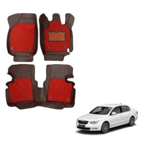 Skoda Superb Premium Floor Mats - Black/Red Colour