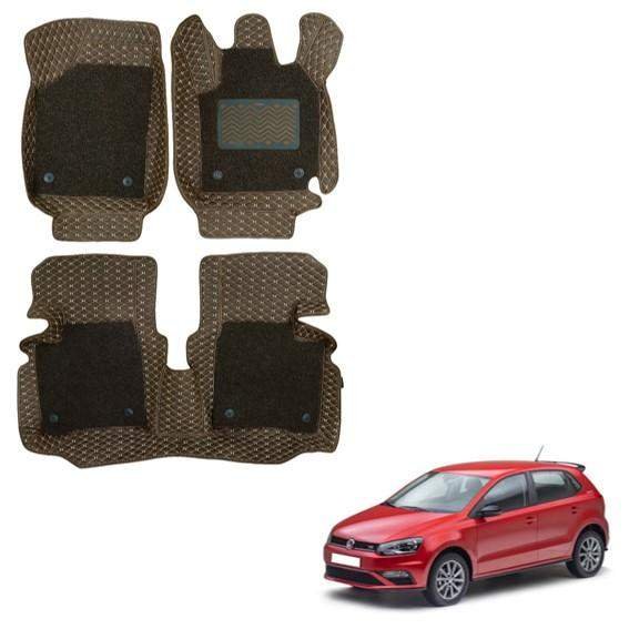 Spacious foot mats for volkswagen polo - brown colour