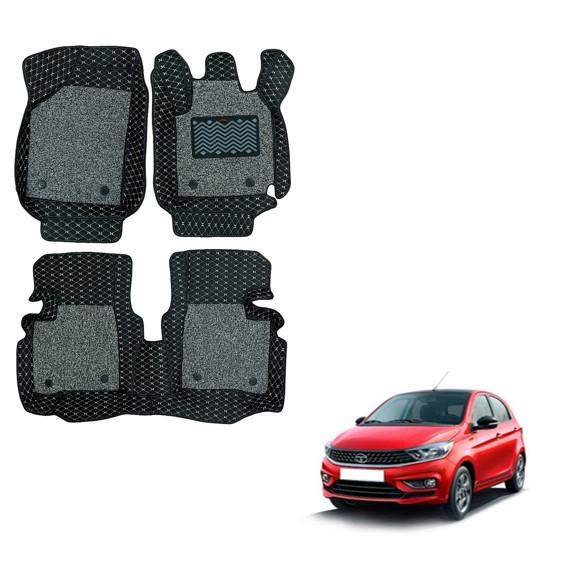Tata tiago spacious 7d foot mats - black/silver colour