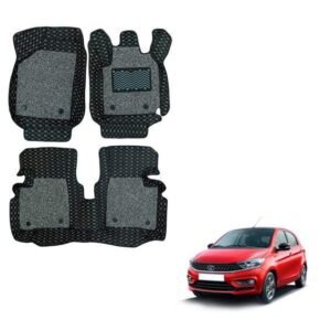 Tata Tiago Spacious 7D Foot Mats - Black/Silver Colour