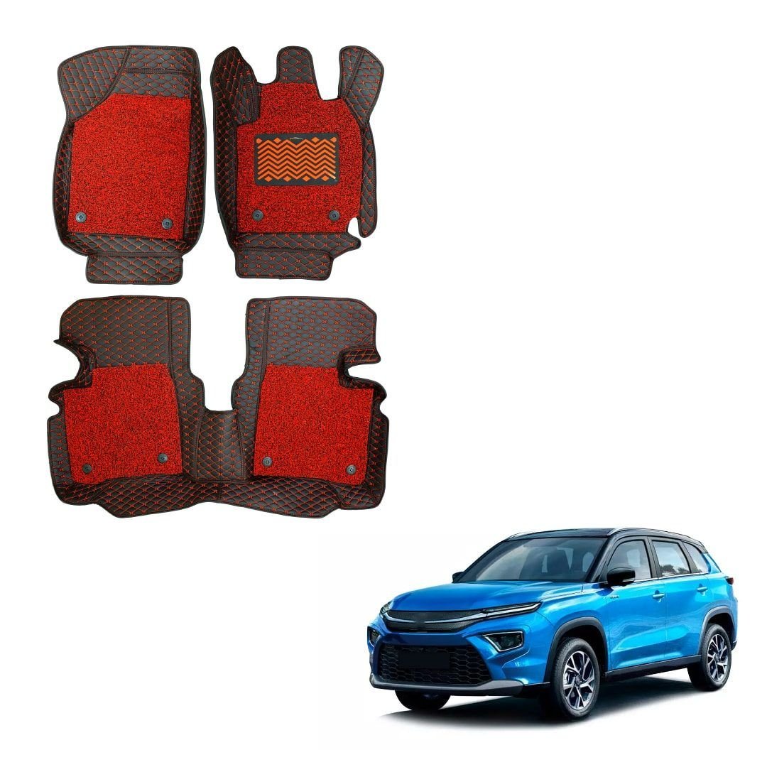 Toyota urban cruiser hyryder deluxe floor mats - black/red colour