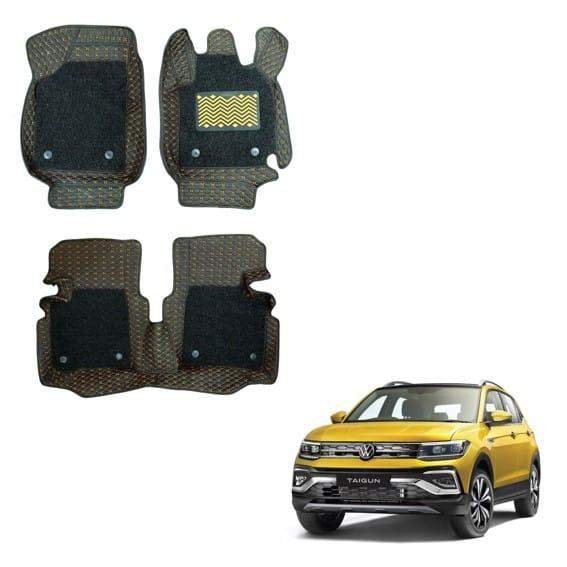 Volkswagen taigun luxurious 7d mats - black/tan colour