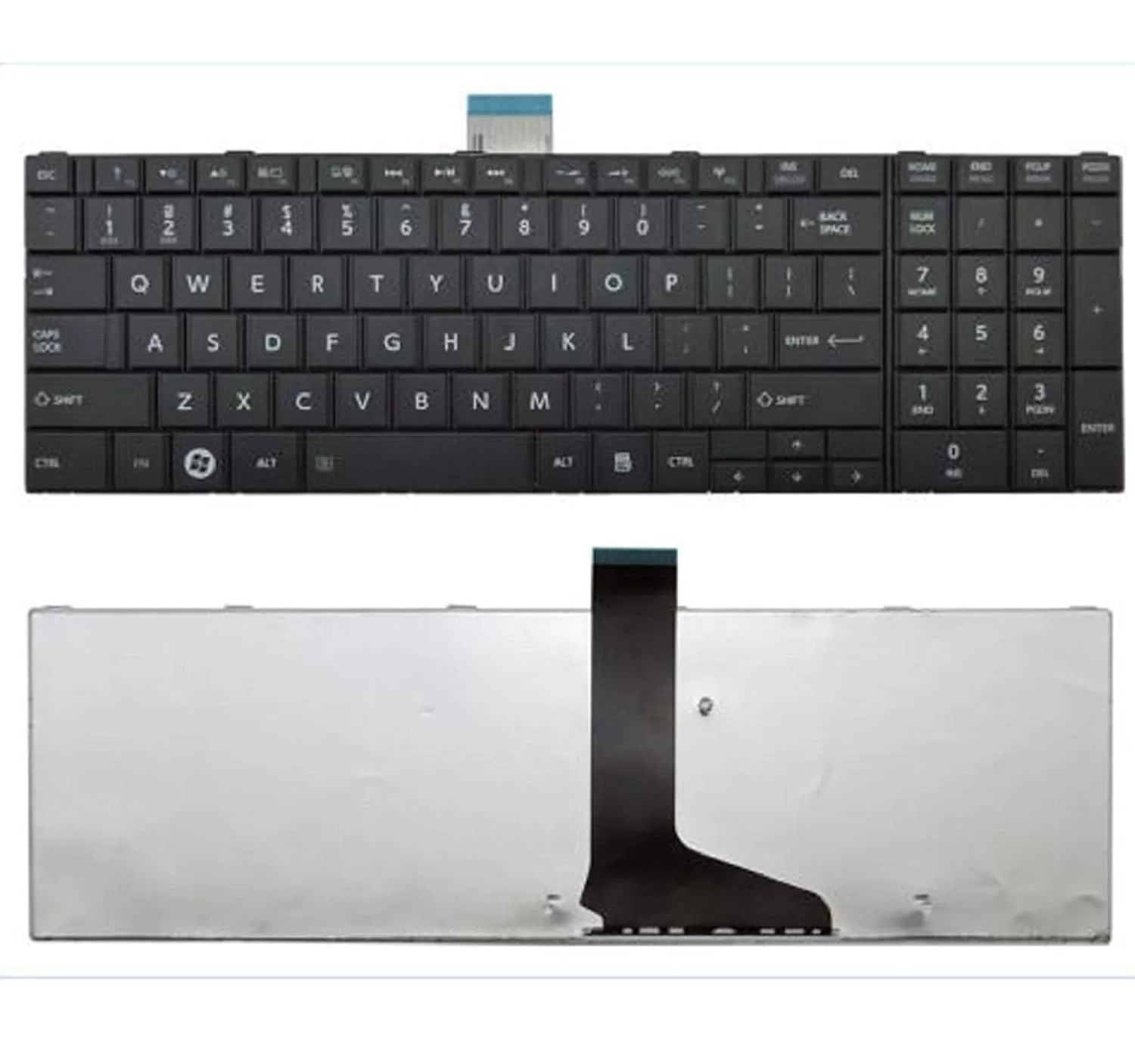 Black laptop keyboard compatible with satellite c850