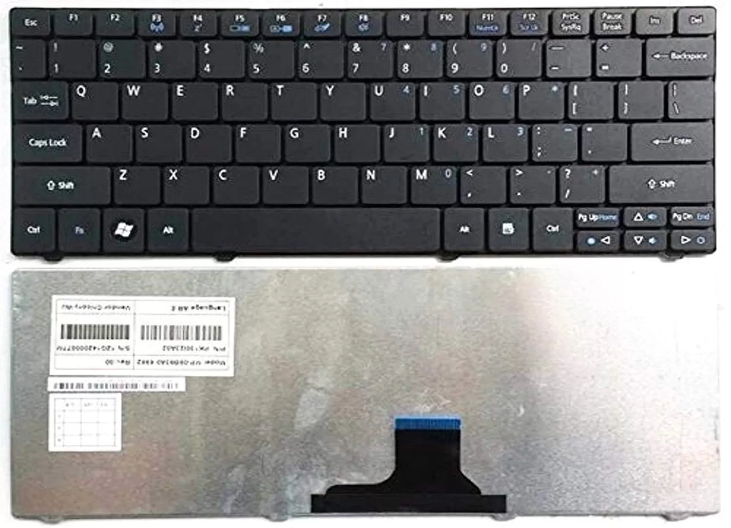 Replacement laptop keyboard for acer aspire one models 722, 721, 753h, and 751h