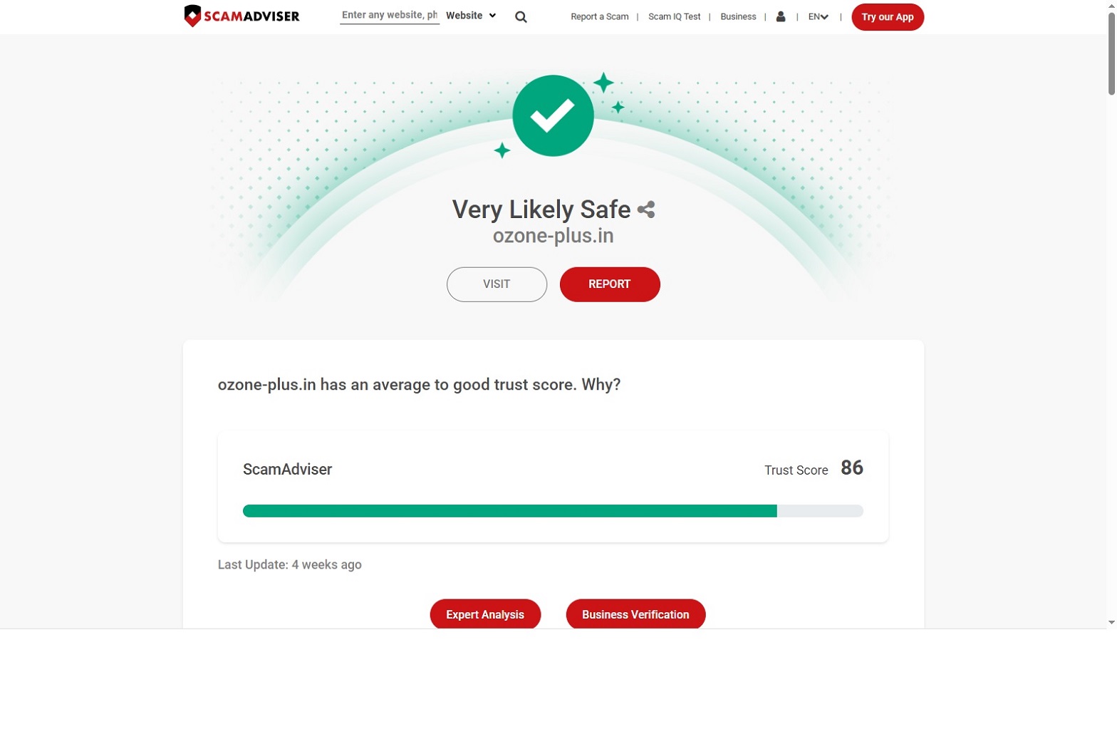 Ozone plus scam adviser trust score