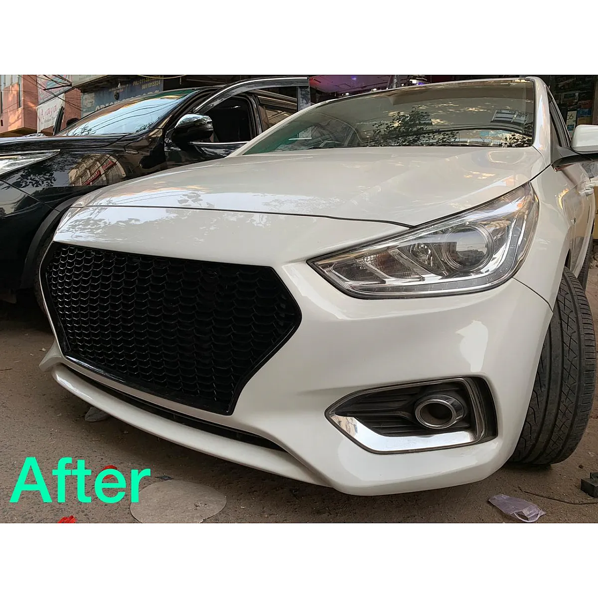 Audi rs-style front grill for hyundai verna 2017–2020