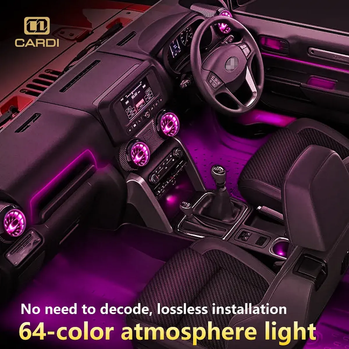 Cardi k3 ac vent turbine with led ambient light & foot light for mahindra thar, thar roxx & thar og