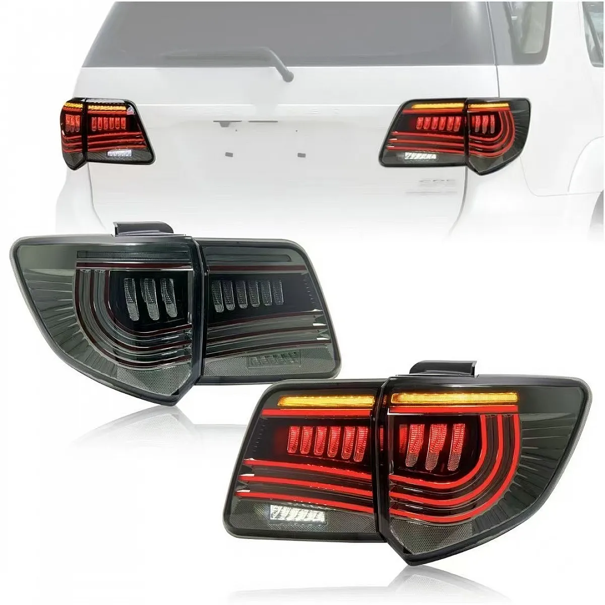 Dodge style led tail light for toyota fortuner 2012-2016 - smoke glass